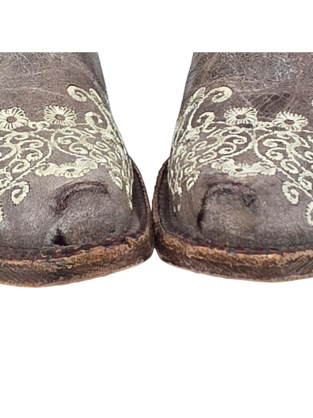 Corral Distressed Brown Leather Floral Cowgirl Western Boots Women 7M Snip Toe - Picture 11 of 16